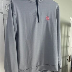 St. Louis Cardinals Peter Millar Navy and White Striped Quarter Zip